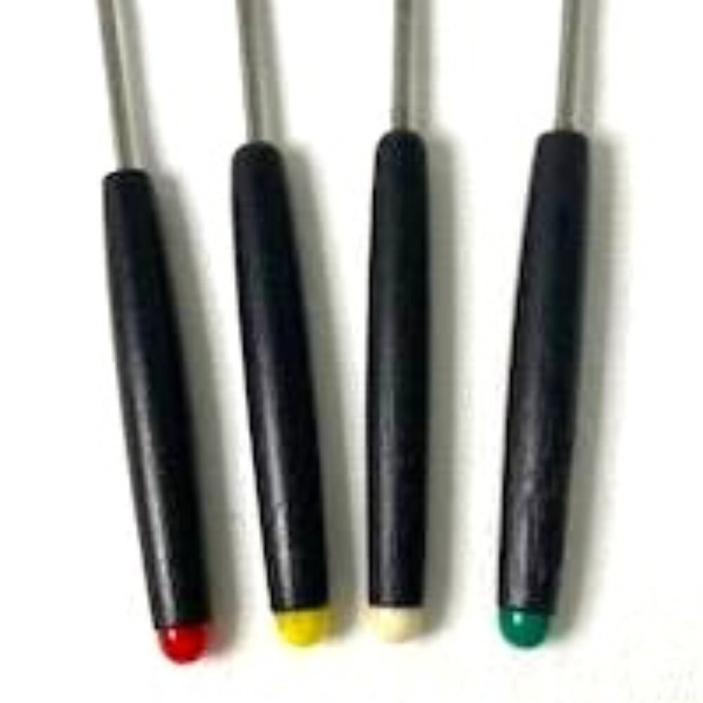 Vtg Fondue Forks Skewers Wood Handle Colored Tips Japan MCM Retro Party - Picture 4 of 8